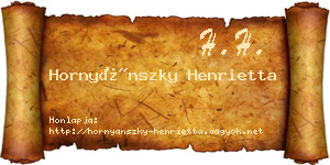 Hornyánszky Henrietta névjegykártya